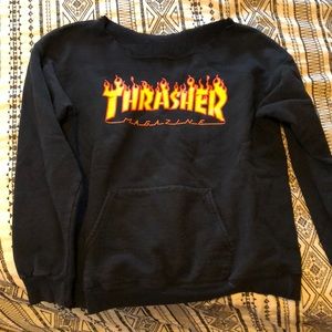 Slouchy shoulder cut Thrasher sweater